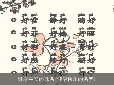 健康平安的乳名(健康快乐的名字)