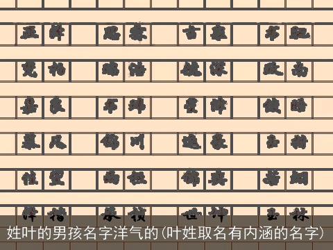 姓叶的男孩名字洋气的(叶姓取名有内涵的名字)