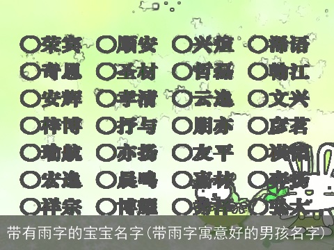 带有雨字的宝宝名字(带雨字寓意好的男孩名字)
