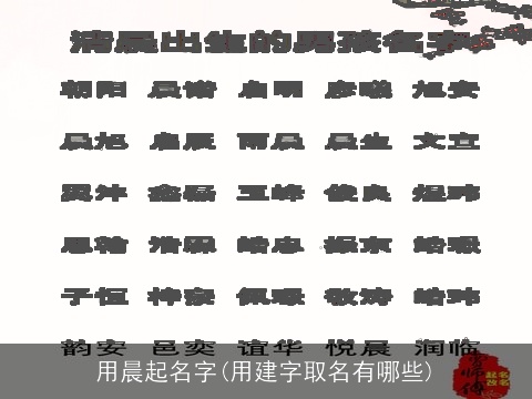 用晨起名字(用建字取名有哪些)
