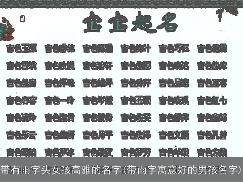 带有雨字头女孩高雅的名字(带雨字寓意好的男孩名字)