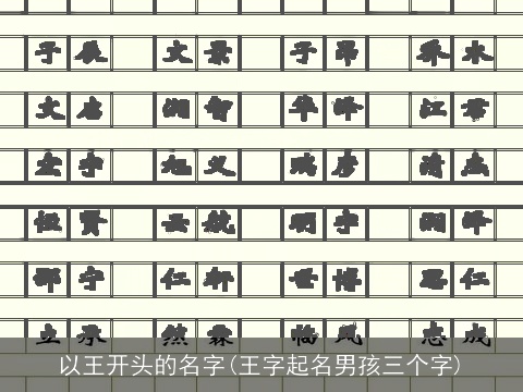 以王开头的名字(王字起名男孩三个字)