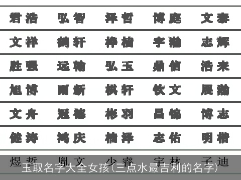 玉取名字大全女孩(三点水最吉利的名字)