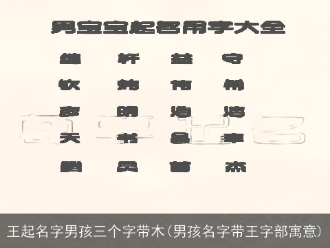王起名字男孩三个字带木(男孩名字带王字部寓意)