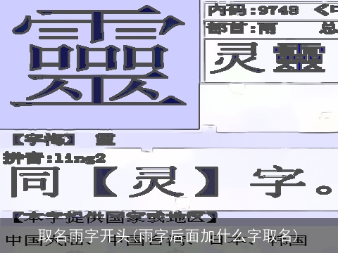 取名雨字开头(雨字后面加什么字取名)