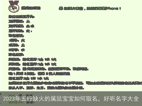 2023年五行缺火的属鼠宝宝如何取名，好听名字大全