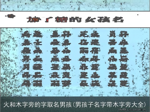 火和木字旁的字取名男孩(男孩子名字带木字旁大全)
