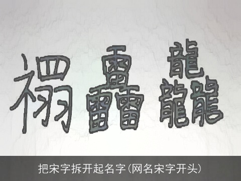 把宋字拆开起名字(网名宋字开头)