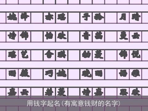 用钱字起名(有寓意钱财的名字)