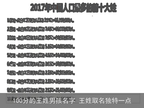 100分的王姓男孩名字 王姓取名独特一点