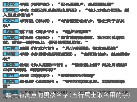 缺土有寓意的男孩名字(五行属土取名用的字)