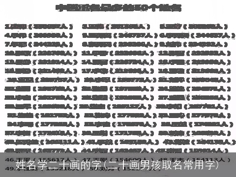 姓名学二十画的字(二十画男孩取名常用字)