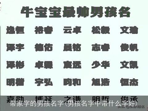 带家字的男孩名字(男孩名字中带什么字好)