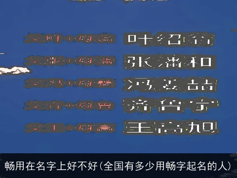 畅用在名字上好不好(全国有多少用畅字起名的人)