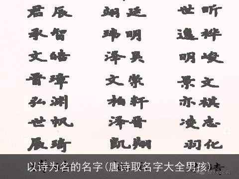 以诗为名的名字(唐诗取名字大全男孩)