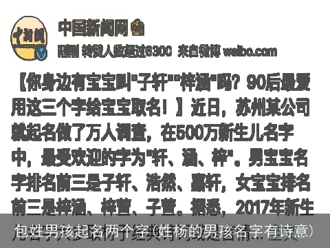 包姓男孩起名两个字(姓杨的男孩名字有诗意)