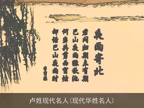 卢姓现代名人(现代华姓名人)