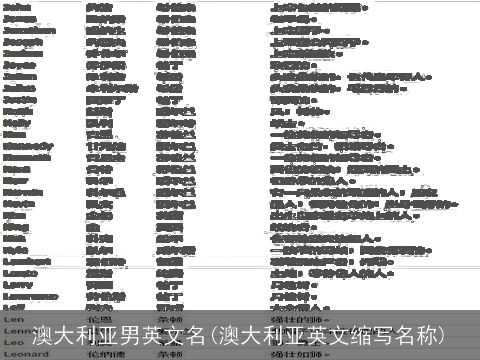 澳大利亚男英文名(澳大利亚英文缩写名称)