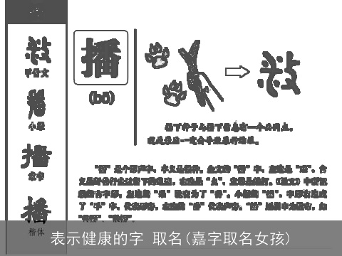 表示健康的字 取名(嘉字取名女孩)