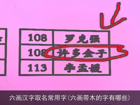 六画汉字取名常用字(六画带木的字有哪些)