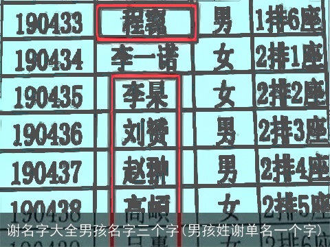 谢名字大全男孩名字三个字(男孩姓谢单名一个字)