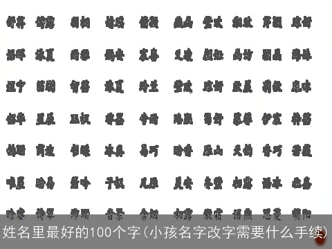 姓名里最好的100个字(小孩名字改字需要什么手续)
