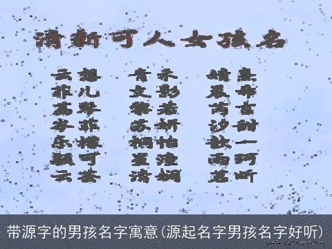 带源字的男孩名字寓意(源起名字男孩名字好听)