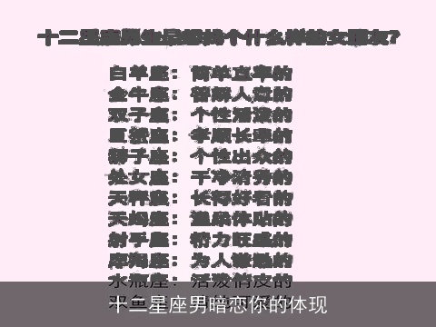 十二星座男暗恋你的体现