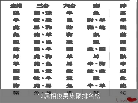 12属相俊男集聚排名榜