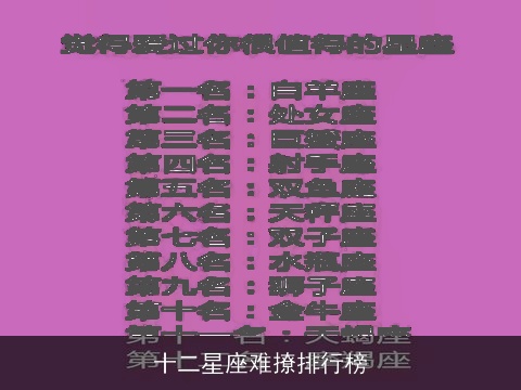 十二星座难撩排行榜