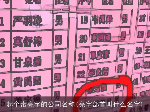 起个带亮字的公司名称(亮字部首叫什么名字)