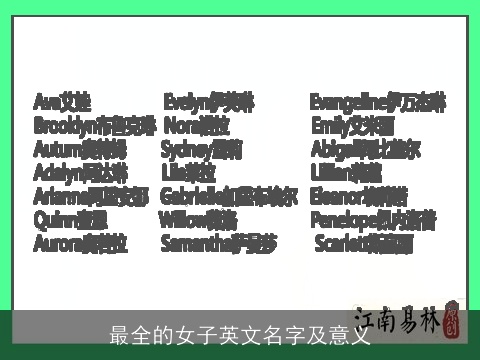 最全的女子英文名字及意义