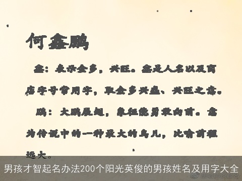 男孩才智起名办法200个阳光英俊的男孩姓名及用字大全