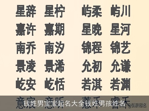钱姓男宝宝起名大全钱姓男孩姓名
