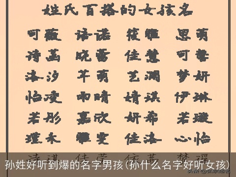 孙姓好听到爆的名字男孩(孙什么名字好听女孩)
