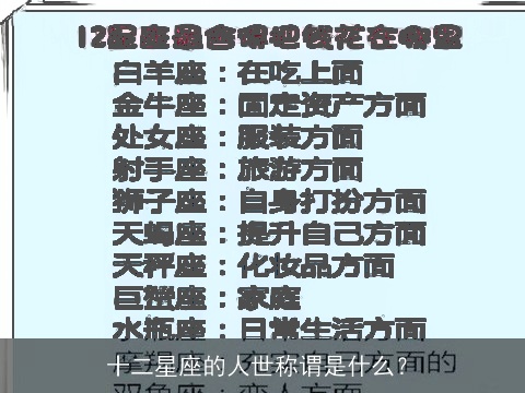 十二星座的人世称谓是什么？