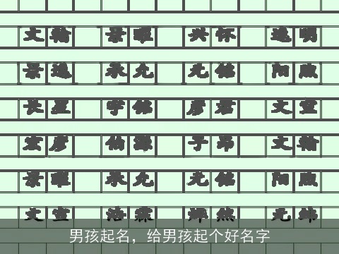 男孩起名，给男孩起个好名字