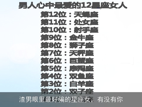 渣男眼里最好骗的星座女，有没有你