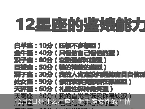 12月2日是什么星座？射手座女性的性情
