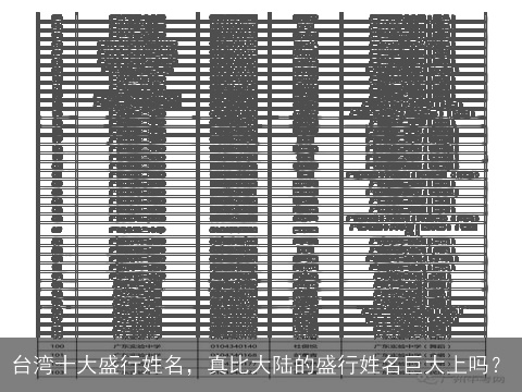 台湾十大盛行姓名，真比大陆的盛行姓名巨大上吗？