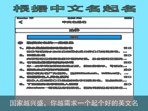 国家越兴盛，你越需求一个起个好的英文名