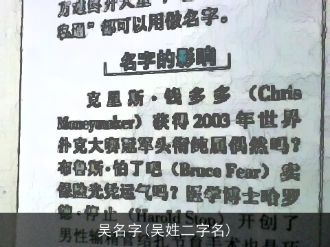 吴名字(吴姓二字名)