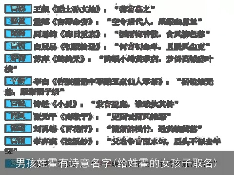 男孩姓霍有诗意名字(给姓霍的女孩子取名)