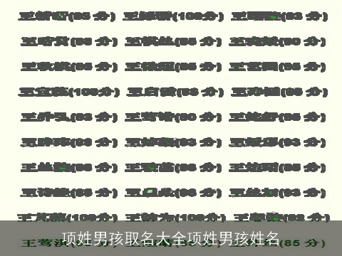 项姓男孩取名大全项姓男孩姓名