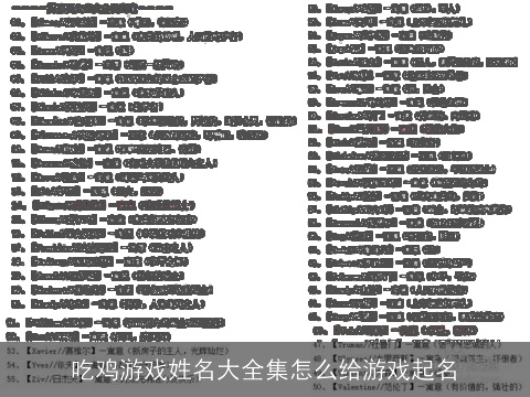 吃鸡游戏姓名大全集怎么给游戏起名