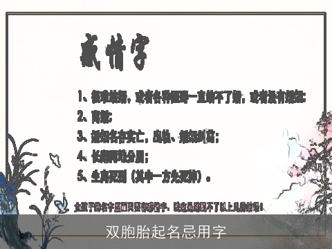 双胞胎起名忌用字