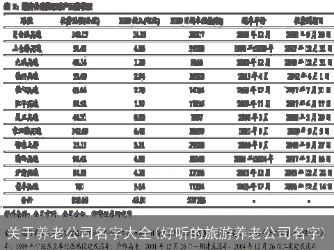 关于养老公司名字大全(好听的旅游养老公司名字)