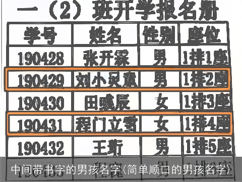 中间带书字的男孩名字(简单顺口的男孩名字)