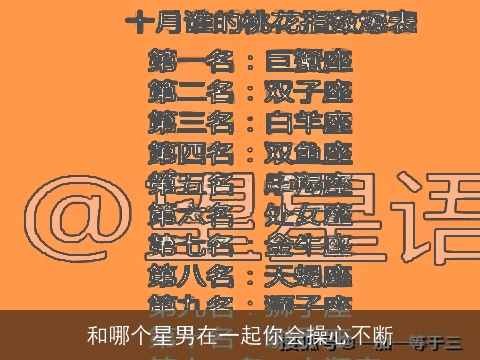 和哪个星男在一起你会操心不断