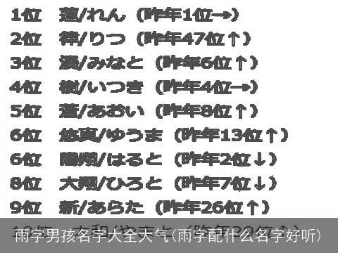 雨字男孩名字大全大气(雨字配什么名字好听)